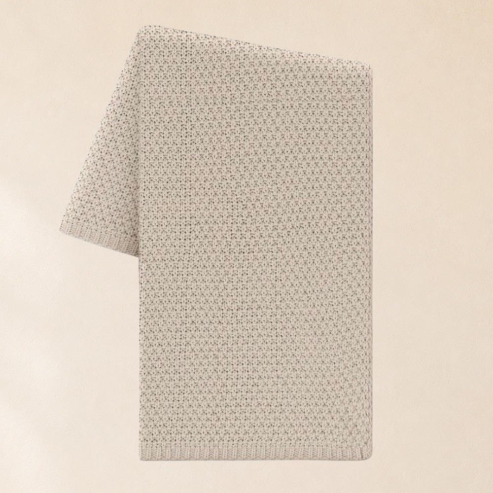 Threshold Cream Chunky Knit Rolled Throw Blanket Recycled Polyester 50x60 Ivory - Picture 3 of 6